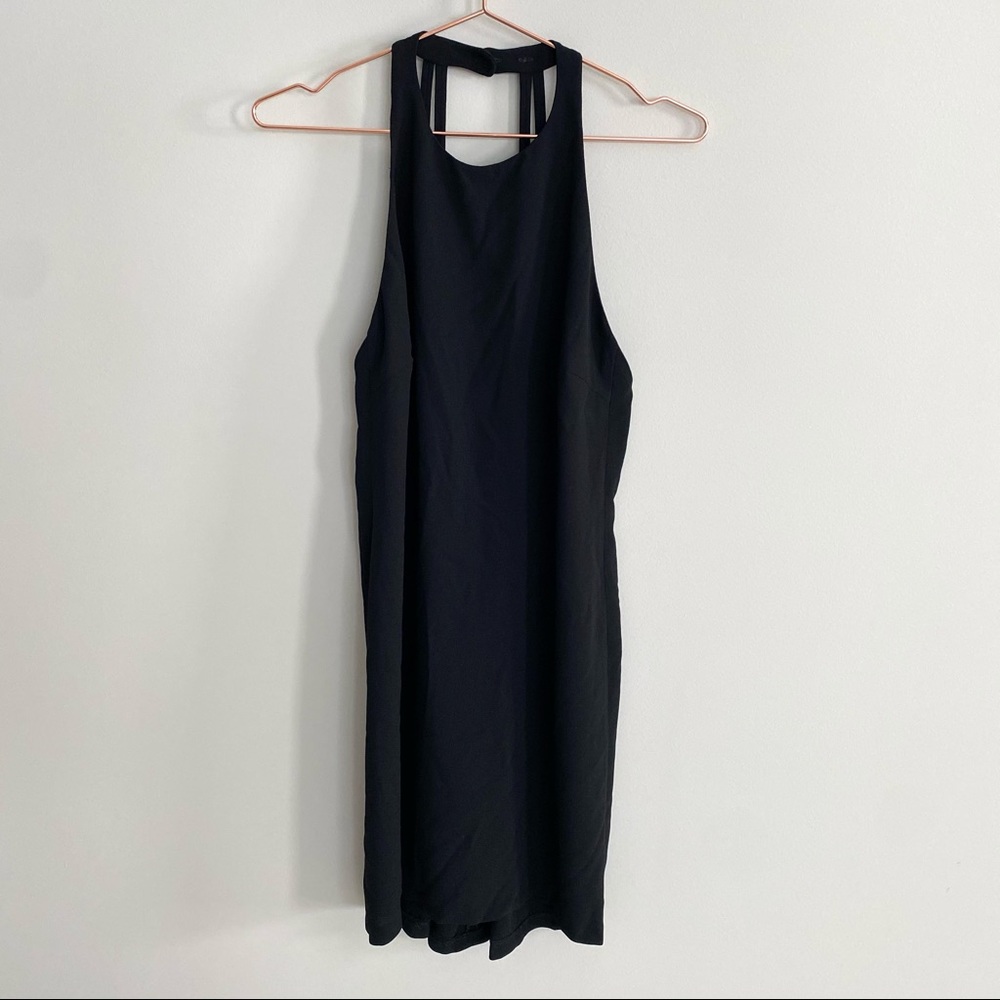 Zara Women Halter High Neck Strappy Open Back Black Dress Size Small